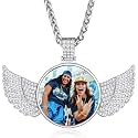 Custom4U Picture Necklace Personalized Photo Circle Chain for Men Women
