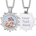 Custom4U Picture Necklace Personalized Photo Circle Chain for Men Women