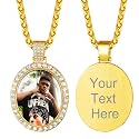 Custom4U Picture Necklace Personalized Photo Circle Chain for Men Women
