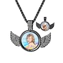Custom4U Picture Necklace Personalized Photo Circle Chain for Men Women