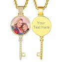 Custom4U Picture Necklace Personalized Photo Circle Chain for Men Women