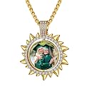 Custom4U Picture Necklace Personalized Photo Circle Chain for Men Women