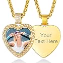 Custom4U Picture Necklace Personalized Photo Circle Chain for Men Women