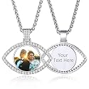 Custom4U Picture Necklace Personalized Photo Circle Chain for Men Women