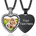 Custom4U Picture Necklace Personalized Photo Circle Chain for Men Women