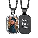 Custom4U Picture Necklace Personalized Photo Circle Chain for Men Women