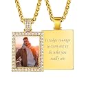 Custom4U Picture Necklace Personalized Photo Circle Chain for Men Women