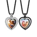 Custom4U Picture Necklace Personalized Photo Circle Chain for Men Women