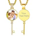 Custom4U Picture Necklace Personalized Photo Circle Chain for Men Women