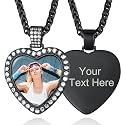 Custom4U Picture Necklace Personalized Photo Circle Chain for Men Women