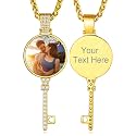 Custom4U Picture Necklace Personalized Photo Circle Chain for Men Women