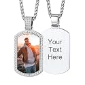 Custom4U Picture Necklace Personalized Photo Circle Chain for Men Women