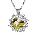 Custom4U Picture Necklace Personalized Photo Circle Chain for Men Women