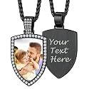 Custom4U Picture Necklace Personalized Photo Circle Chain for Men Women