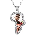 Custom4U Picture Necklace Personalized Photo Circle Chain for Men Women