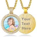 Custom4U Picture Necklace Personalized Photo Circle Chain for Men Women