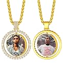 Custom4U Picture Necklace Personalized Photo Circle Chain for Men Women