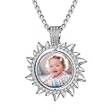 Custom4U Picture Necklace Personalized Photo Circle Chain for Men Women