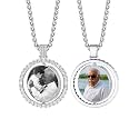 Custom4U Picture Necklace Personalized Photo Circle Chain for Men Women