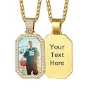 Custom4U Picture Necklace Personalized Photo Circle Chain for Men Women