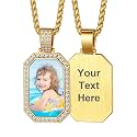 Custom4U Picture Necklace Personalized Photo Circle Chain for Men Women