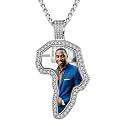Custom4U Picture Necklace Personalized Photo Circle Chain for Men Women