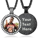 Custom4U Picture Necklace Personalized Photo Circle Chain for Men Women