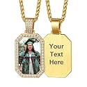 Custom4U Picture Necklace Personalized Photo Circle Chain for Men Women