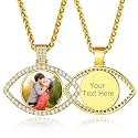 Custom4U Picture Necklace Personalized Photo Circle Chain for Men Women