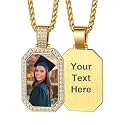 Custom4U Picture Necklace Personalized Photo Circle Chain for Men Women