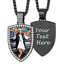 Custom4U Picture Necklace Personalized Photo Circle Chain for Men Women