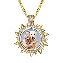 Custom4U Picture Necklace Personalized Photo Circle Chain for Men Women