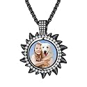 Custom4U Picture Necklace Personalized Photo Circle Chain for Men Women