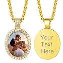 Custom4U Picture Necklace Personalized Photo Circle Chain for Men Women