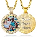 Custom4U Picture Necklace Personalized Photo Circle Chain for Men Women