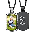 Custom4U Picture Necklace Personalized Photo Circle Chain for Men Women