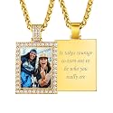 Custom4U Picture Necklace Personalized Photo Circle Chain for Men Women