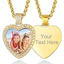 Custom4U Picture Necklace Personalized Photo Circle Chain for Men Women