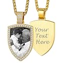 Custom4U Picture Necklace Personalized Photo Circle Chain for Men Women