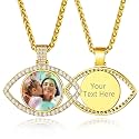 Custom4U Picture Necklace Personalized Photo Circle Chain for Men Women