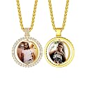 Custom4U Picture Necklace Personalized Photo Circle Chain for Men Women