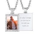 Custom4U Picture Necklace Personalized Photo Circle Chain for Men Women