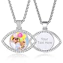 Custom4U Picture Necklace Personalized Photo Circle Chain for Men Women