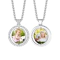 Custom4U Picture Necklace Personalized Photo Circle Chain for Men Women