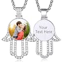 Custom4U Picture Necklace Personalized Photo Circle Chain for Men Women