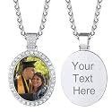 Custom4U Picture Necklace Personalized Photo Circle Chain for Men Women
