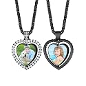 Custom4U Picture Necklace Personalized Photo Circle Chain for Men Women