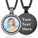 Custom4U Picture Necklace Personalized Photo Circle Chain for Men Women