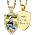 Custom4U Picture Necklace Personalized Photo Circle Chain for Men Women
