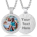 Custom4U Picture Necklace Personalized Photo Circle Chain for Men Women